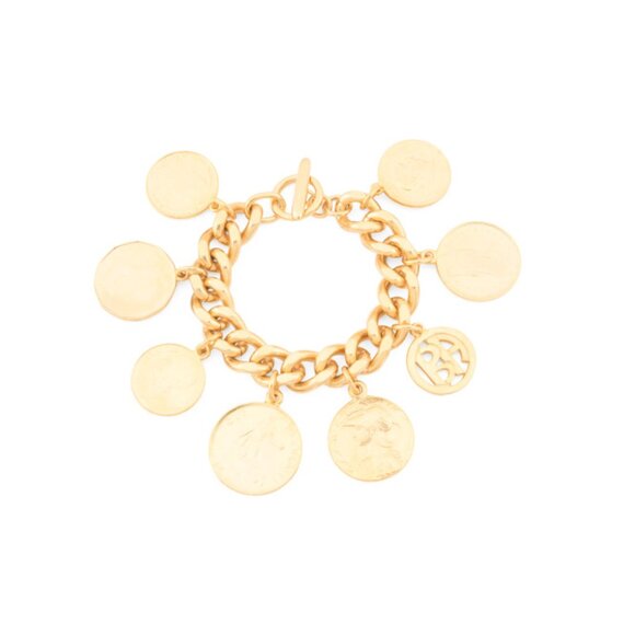 BEN AMUN Gold Made In Usa 24k Gold Plated Coin Charms Bracelet